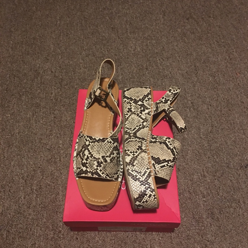 Snake print platform heels